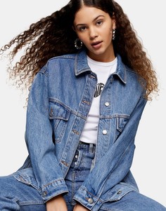 Выбеленная джинсовая oversized-куртка Topshop-Голубой
