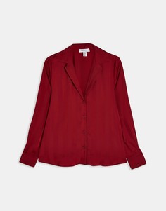 Красная атласная рубашка в полоску Topshop-Красный