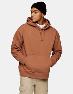 Бежевый выбеленный oversized-худи Topman