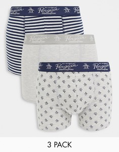 Набор из 3 боксеров серой расцветки с темно-синим принтом Original Penguin-Многоцветный