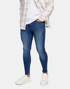 Выбеленные джинсы с напылением Topman-Голубой