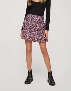 Мини-юбка с цветочным узором роз Miss Selfridge-Черный цвет