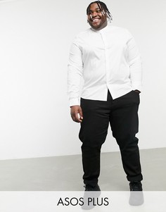 Белая эластичная рубашка классического кроя с воротником на пуговице ASOS DESIGN Plus-Белый