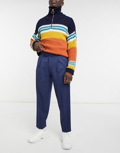 Темно-синие строгие брюки в стиле oversized суженного книзу кроя ASOS DESIGN-Темно-синий