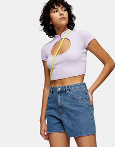 Джинсовые шорты насыщенного синего цвета Topshop-Коричневый цвет