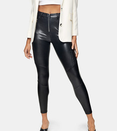 Черные брюки из искусственной кожи Topshop Tall-Черный цвет