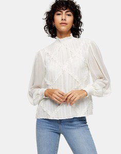 Блузка цвета экрю с вышивкой Topshop-Белый
