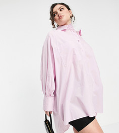 Сиреневое платье-рубашка в стиле oversized с объемными рукавами Threadbare Plus Size-Фиолетовый цвет