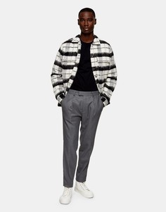 Серые суженные книзу брюки из твила Topman-Серый