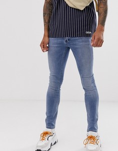 Светло-синие выбеленные зауженные джинсы Topman Considered Spray On-Голубой