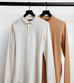 Облегающее поло из органического хлопка с длинным рукавом ASOS DESIGN Tall – скидка-Многоцветный
