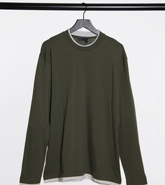 Свободный двухслойный лонгслив в светлом и цвете хаки ASOS DESIGN Tall-Многоцветный