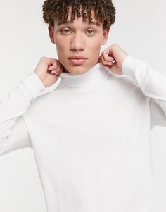 Белый хлопковый джемпер с высоким воротником ASOS DESIGN