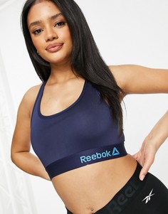 Темно-синий спортивный кроп-топ Reebok-Голубой