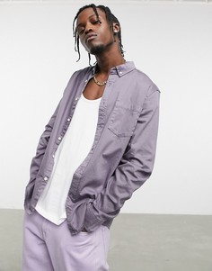 Узкая джинсовая рубашка фиолетового цвета ASOS DESIGN-Фиолетовый цвет