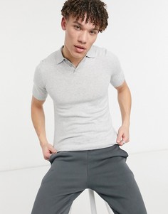 Серая трикотажная облегающая футболка-поло ASOS DESIGN-Серый