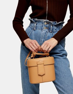 Бежевая круглая сумка Topshop-Коричневый цвет
