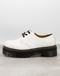 Белые туфли на платформе с 3 парами люверсов Dr Martens 1461-Белый