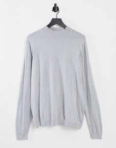 Серый хлопковой джемпер с высоким воротом ASOS DESIGN