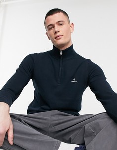 Темно-синий трикотажный джемпер из пике с короткой молнией Lacoste-Голубой Gant
