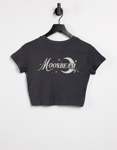 Темно-серая футболка с принтом "Moonbeam" Topshop-Коричневый цвет