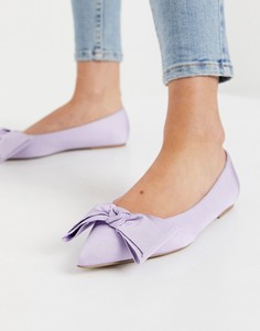 Сиреневые балетки с бантами ASOS DESIGN Lonnie-Фиолетовый цвет