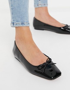 Черные балетки с квадратным носком ASOS DESIGN Lora-Черный цвет