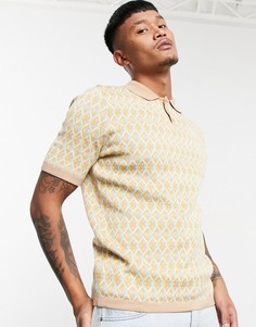 Трикотажное облегающее поло с геометрическим узором ASOS DESIGN-Многоцветный
