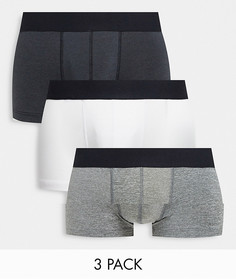 Набор из 3 коротких боксеров-брифов из микрофибры ASOS DESIGN-Многоцветный