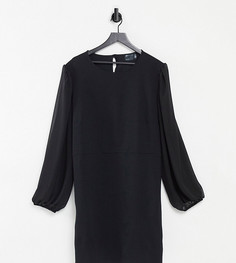 Черное платье мини с прозрачными длинными рукавами ASOS DESIGN Curve-Черный цвет