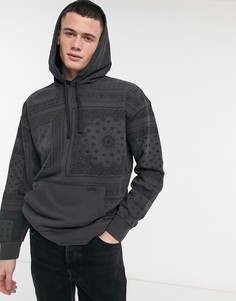 Худи цвета черной икры с платочным принтом и логотипом в тон Levis-Черный цвет Levis®