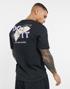 Черная футболка в стиле oversized с принтом смайлика на спине Jack & Jones Originals-Черный