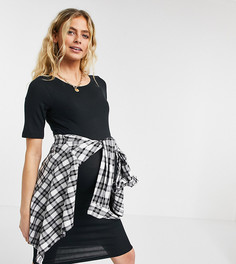 Черное облегающее платье миди Mamalicious Maternity-Черный Mama.Licious