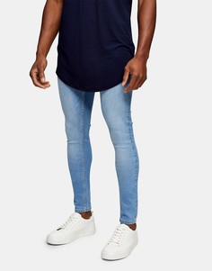 Голубые супероблегающие джинсы Topman-Голубой