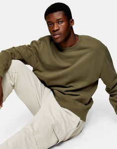 Классический свитшот цвета хаки Topman-Зеленый цвет
