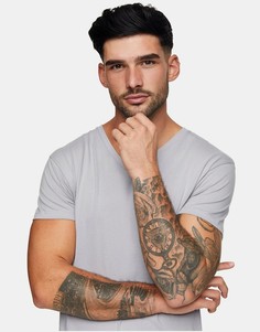 Серая футболка с V-образным вырезом Topman-Серый