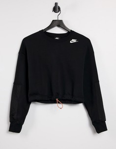 Черный укороченный свитшот со шнурком на талии Nike-Черный цвет