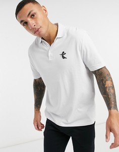 Свободное поло кремового цвета из органического хлопка с принтом ангелочка ASOS DESIGN-Белый