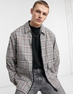 Куртка Харрингтон в стиле oversized цвета экрю в клетку ASOS Actual-Белый