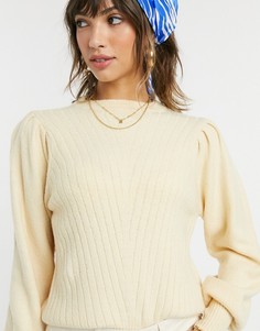 Кремовый джемпер с объемными рукавами ASOS DESIGN-Белый