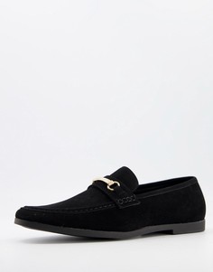 Черные лоферы из искусственной замши с металлической отделкой Truffle Collection-Черный цвет
