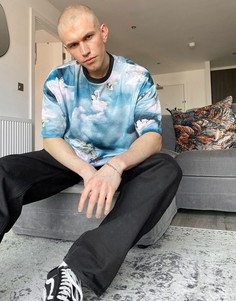 Oversized-футболка со сплошным живописным принтом и изображением херувима ASOS DESIGN-Многоцветный