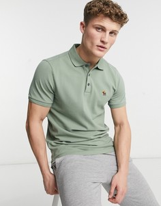 Поло из пике оливково-зеленого цвета с фирменным логотипом Abercrombie & Fitch-Зеленый цвет