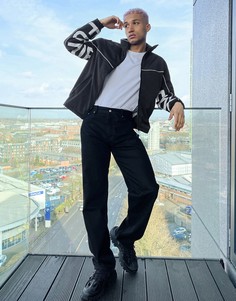 Черная нейлоновая куртка с принтом Bershka-Черный цвет