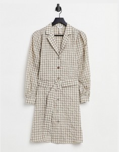 Платье-рубашка в клетку с поясом Object-Многоцветный