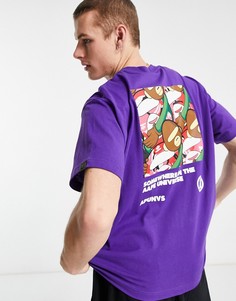 Фиолетовая футболка с камуфляжным принтом на спине AAPE By A Bathing Ape aaper-Фиолетовый цвет