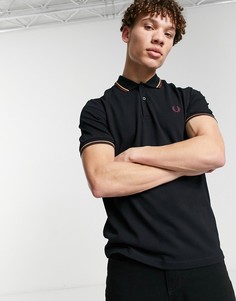 Черное поло с двойным кантом Fred Perry-Черный цвет