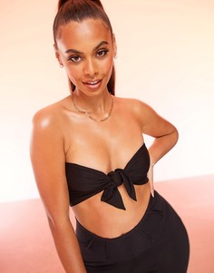 Черный топ-бандо с завязкой спереди ASOS LUXE-Черный цвет