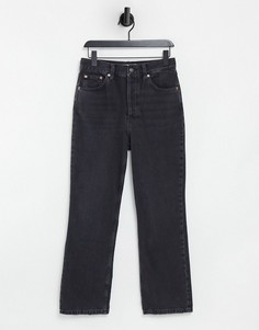 Черные выбеленные джинсы с широкими прямыми штанинами Topshop Kort-Черный цвет