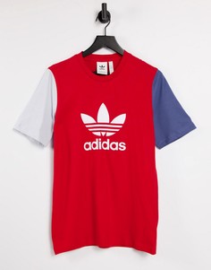 Красная футболка бойфренда в стиле колор блок с логотипом adidas Originals adicolor-Красный